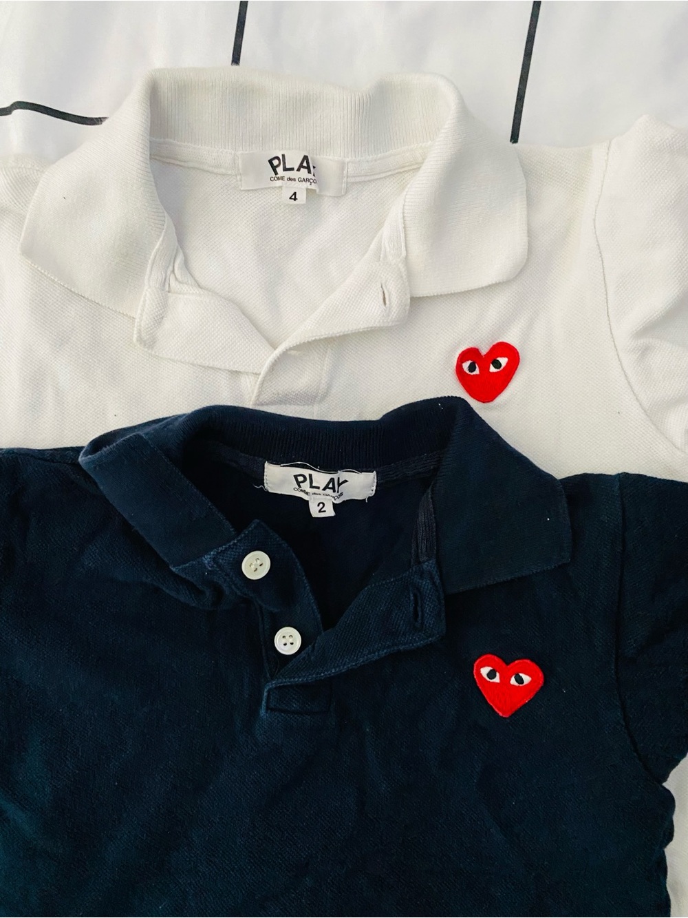 comme des garçons play kids polo shirt bundle | black + white heart logo